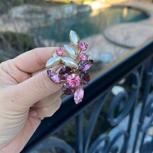 Judy Lee vintage rose pink and lavender pin brooch